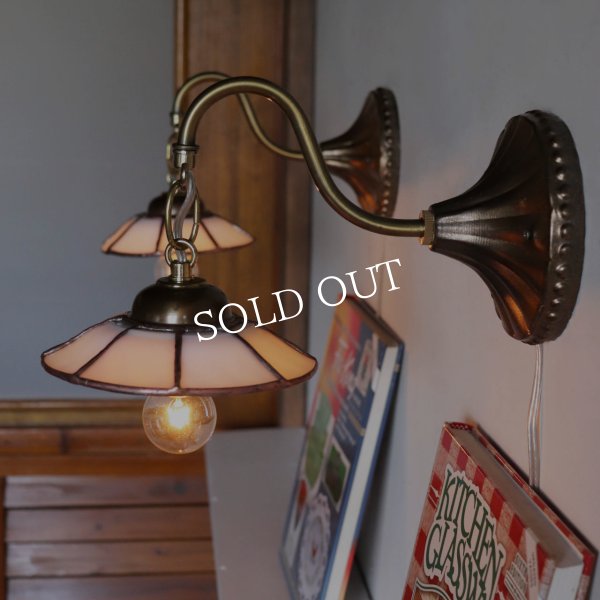 USAヴィンテージミルクガラスウェアリメイクウォールランプ｜壁掛け照明ステンドグラスブラケットライト