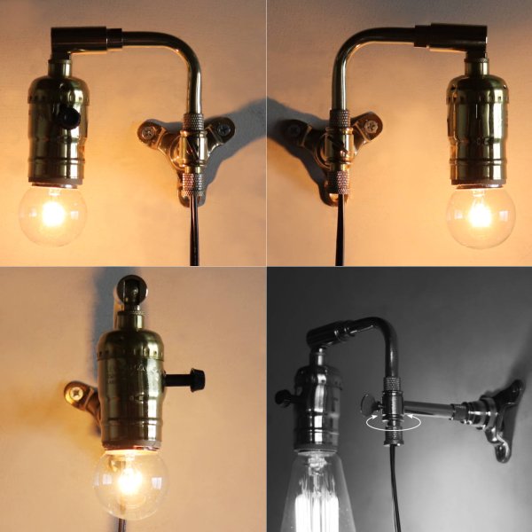 ブラススウィングアームミニブラケットライト照明・インダストリアル｜工業系真鍮壁掛け照明