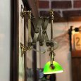 バンカーズシザーアームブラケットライト｜真鍮蛇腹壁掛け照明グリーンシェードランプ