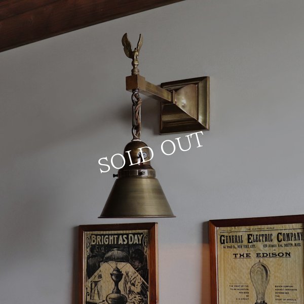 USAアンティークブラスミニシェード付ブラケットライト・イーグル｜真鍮壁掛け照明・鷹