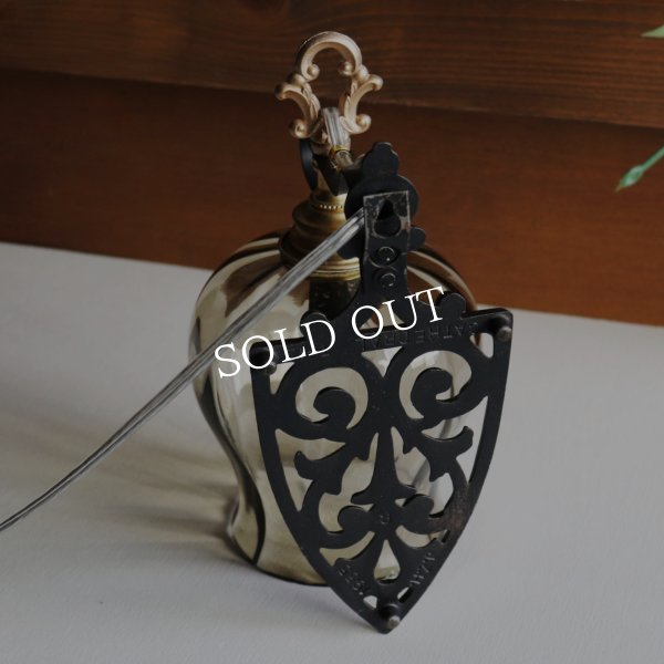 USAヴィンテージスモークガラス付アイアンブラケットライト壁掛け照明｜アイロン五徳アンティークランプ