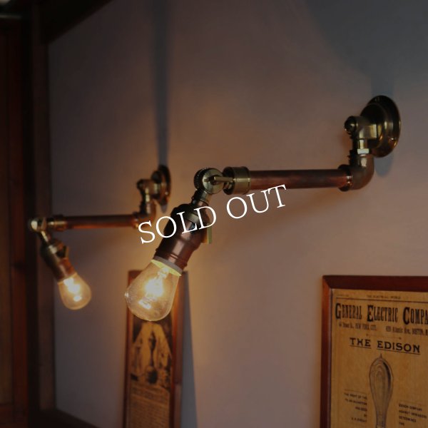 工業系壁掛け照明｜真鍮製アンティークソケット＆銅製配管インダストリアルブラケットライト