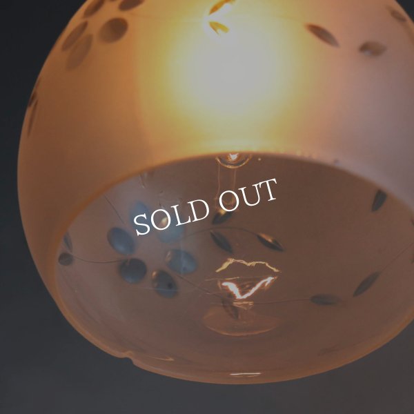 USAヴィンテージカットガラスシェードペンダントライト花柄｜吊下照明アンティーク切子