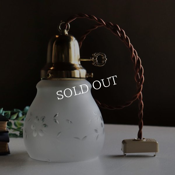 USAヴィンテージカットガラスシェードペンダントライト花柄｜吊下照明アンティーク切子