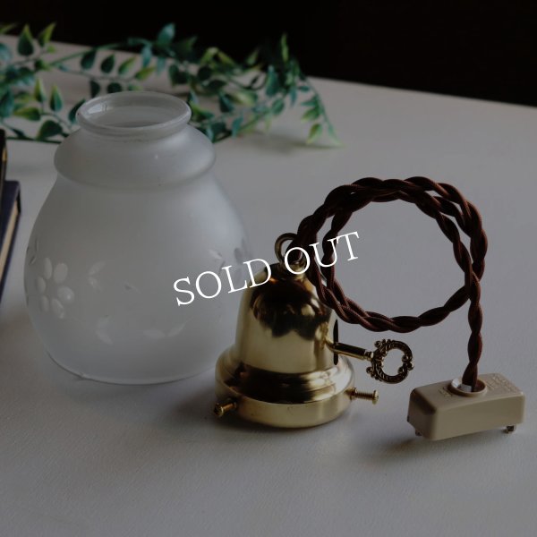 USAヴィンテージカットガラスシェードペンダントライト花柄｜吊下照明アンティーク切子