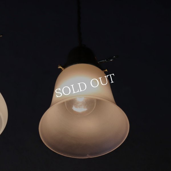 USAヴィンテージフロストガラスシェードペンダントライト吊下照明B｜アンティーク擦りガラス