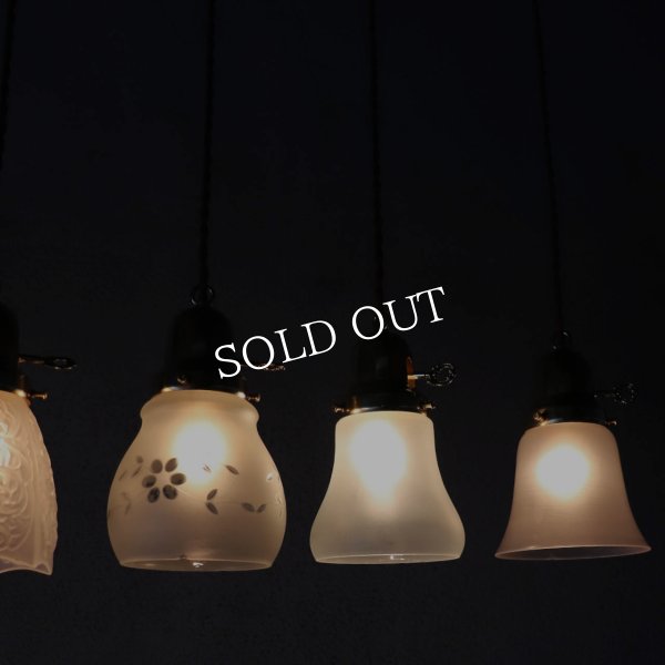 USAヴィンテージフロストガラスシェードペンダントライト吊下照明B｜アンティーク擦りガラス