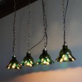【グリーン・緑系】ステンドグラスミニペンダントライト花型｜吊下げ照明・天井照明
