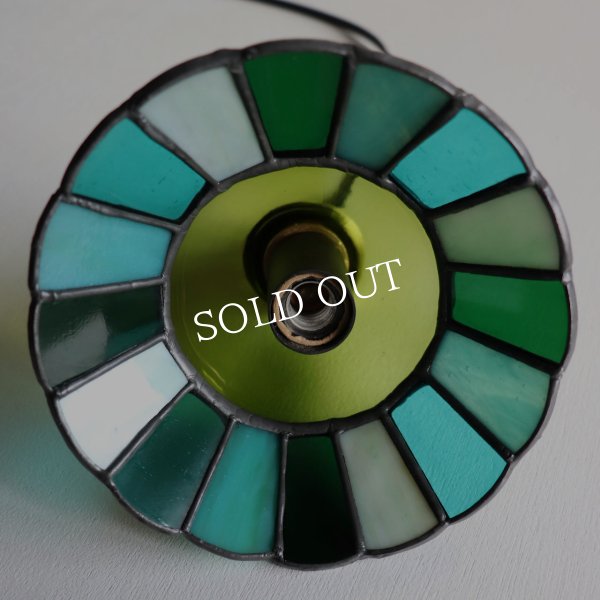 【グリーン・緑系】ステンドグラスミニペンダントライト花型｜吊下げ照明・天井照明