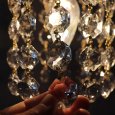 ヴィンテージミニシャンデリアペンダントライトガラス製大粒オクタゴンプリズム｜天井照明・吊下げ照明