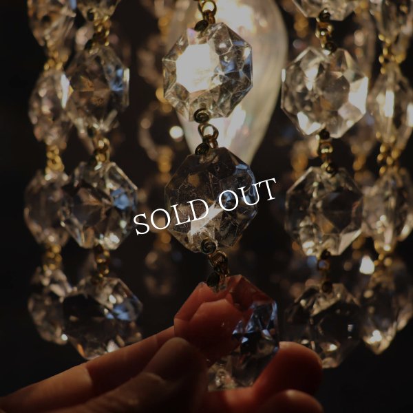 ヴィンテージミニシャンデリアペンダントライトガラス製大粒オクタゴンプリズム｜天井照明・吊下げ照明