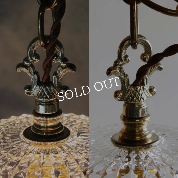 ヴィンテージミニシャンデリアペンダントライトガラス製大粒オクタゴンプリズム｜天井照明・吊下げ照明