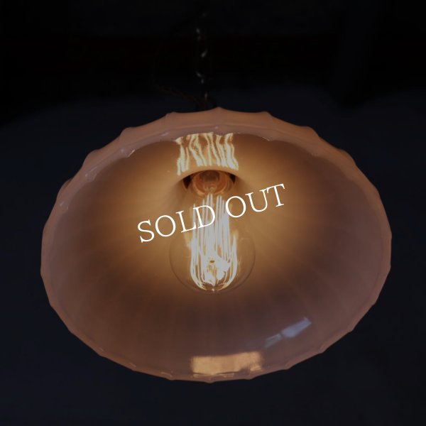 USAヴィンテージプリーツフロストガラスペンダントライト｜吊下げ天井照明ランプ