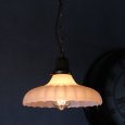 USAヴィンテージプリーツフロストガラスペンダントライト｜吊下げ天井照明ランプ