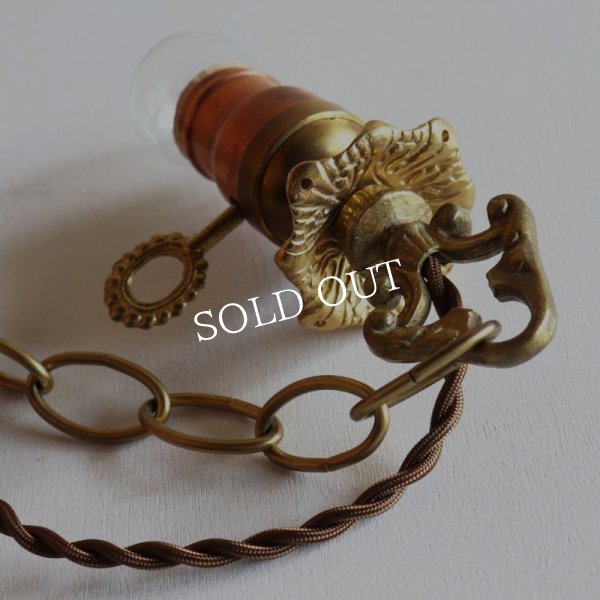 USAアンティークヴィクトリアンリングソケットペンダントライトA｜真鍮製天井吊下げ照明