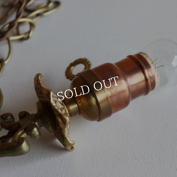 USAアンティークヴィクトリアンリングソケットペンダントライトA｜真鍮製天井吊下げ照明