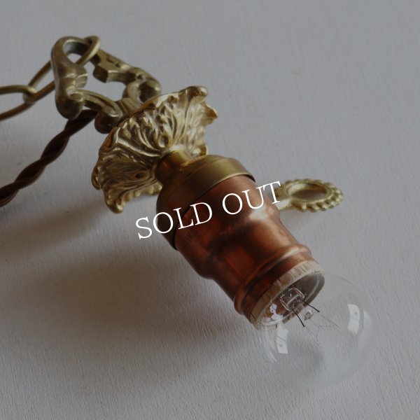 USAアンティークヴィクトリアンリングソケットペンダントライトA｜真鍮製天井吊下げ照明