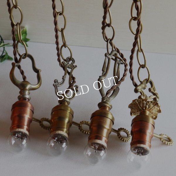 USAアンティークヴィクトリアンリングソケットペンダントライトA｜真鍮製天井吊下げ照明