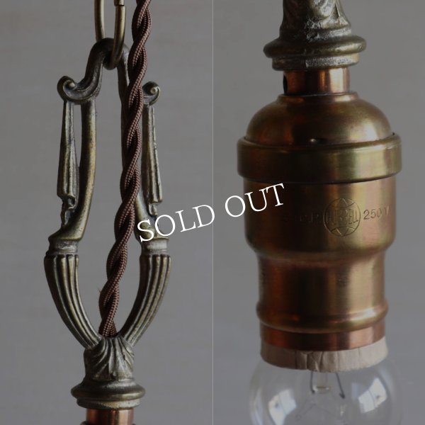 USAアンティークヴィクトリアンリングソケットペンダントライトB｜真鍮製天井吊下げ照明