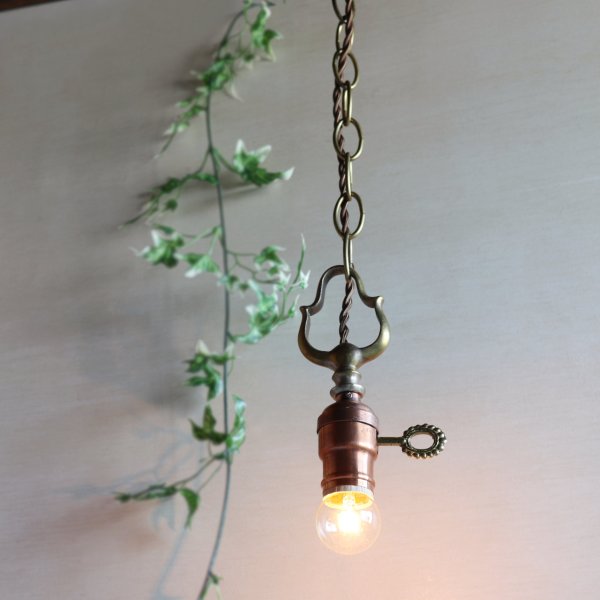 USAアンティークヴィクトリアンリングソケットペンダントライトD｜真鍮製天井吊下げ照明