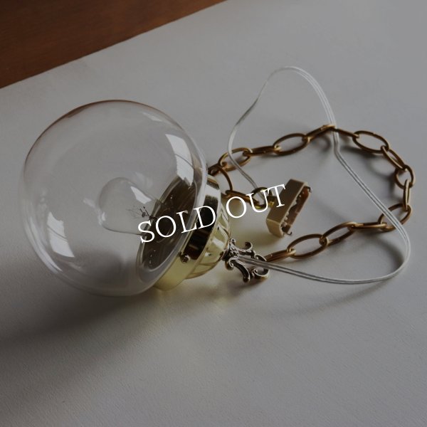 USAヴィンテージクリアガラスボールシェードペンダントライト｜アンティーク吊下げ天井照明