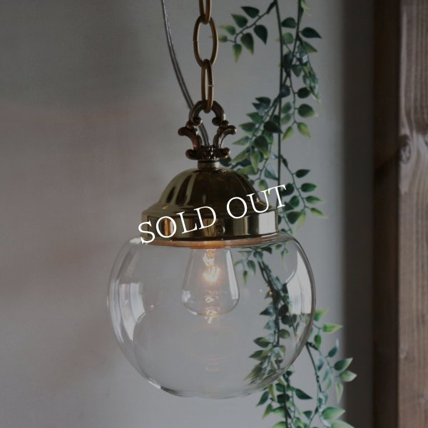 USAヴィンテージクリアガラスボールシェードペンダントライト｜アンティーク吊下げ天井照明