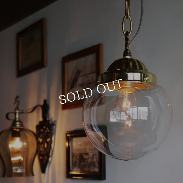USAヴィンテージクリアガラスボールシェードペンダントライト｜アンティーク吊下げ天井照明