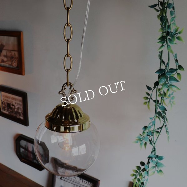 USAヴィンテージクリアガラスボールシェードペンダントライト｜アンティーク吊下げ天井照明