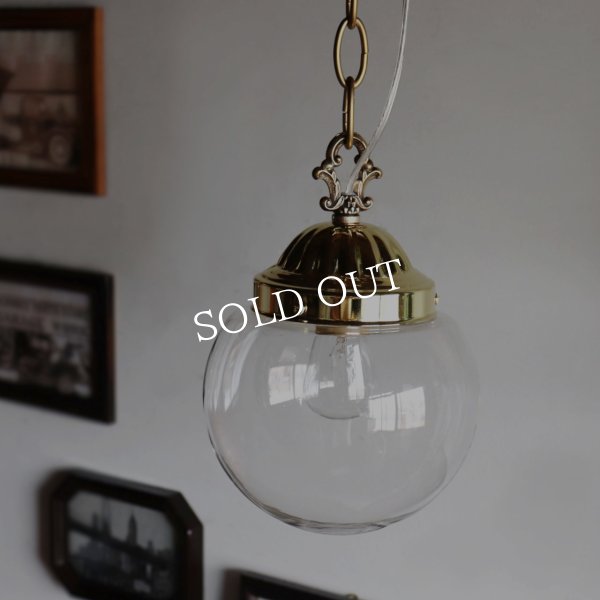 USAヴィンテージクリアガラスボールシェードペンダントライト｜アンティーク吊下げ天井照明