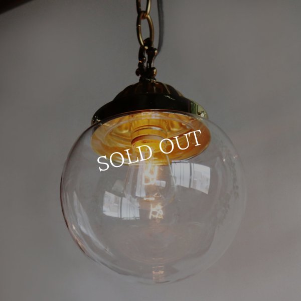 USAヴィンテージクリアガラスボールシェードペンダントライト｜アンティーク吊下げ天井照明