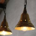 USAヴィンテージインダストリアルブラスシェードペンダントライト｜真鍮製山型電傘吊下げ照明 BRASS PENDANT LAMPS