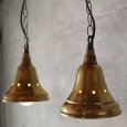 USAヴィンテージインダストリアルブラスシェードペンダントライト｜真鍮製山型電傘吊下げ照明 BRASS PENDANT LAMPS