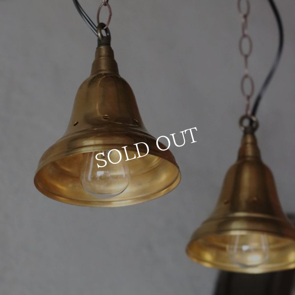 USAヴィンテージインダストリアルブラスシェードペンダントライト｜真鍮製山型電傘吊下げ照明 BRASS PENDANT LAMPS