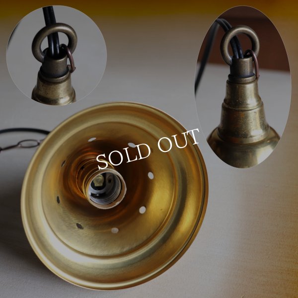 USAヴィンテージインダストリアルブラスシェードペンダントライト｜真鍮製山型電傘吊下げ照明 BRASS PENDANT LAMPS