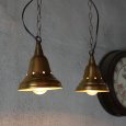 USAヴィンテージインダストリアルブラスシェードペンダントライト｜真鍮製山型電傘吊下げ照明 BRASS PENDANT LAMPS