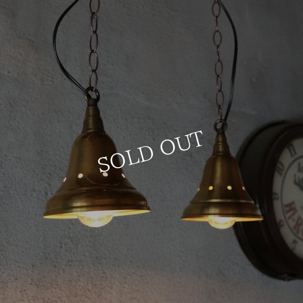 USAヴィンテージインダストリアルブラスシェードペンダントライト｜真鍮製山型電傘吊下げ照明 BRASS PENDANT LAMPS