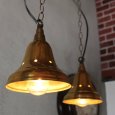 USAヴィンテージインダストリアルブラスシェードペンダントライト｜真鍮製山型電傘吊下げ照明 BRASS PENDANT LAMPS