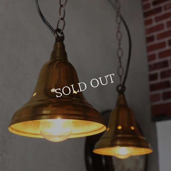 USAヴィンテージインダストリアルブラスシェードペンダントライト｜真鍮製山型電傘吊下げ照明 BRASS PENDANT LAMPS
