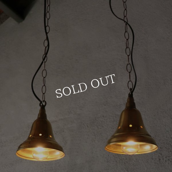 USAヴィンテージインダストリアルブラスシェードペンダントライト｜真鍮製山型電傘吊下げ照明 BRASS PENDANT LAMPS