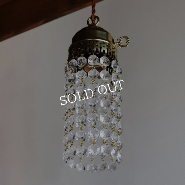 ヴィンテージミニシャンデリアオクタゴンプリズムペンダントライト｜アンティーク鍵スイッチ吊下げ照明ランプ