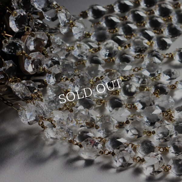 ヴィンテージミニシャンデリアオクタゴンプリズムペンダントライト｜アンティーク鍵スイッチ吊下げ照明ランプ