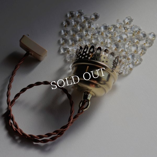 ヴィンテージミニシャンデリアオクタゴンプリズムペンダントライト｜アンティーク鍵スイッチ吊下げ照明ランプ