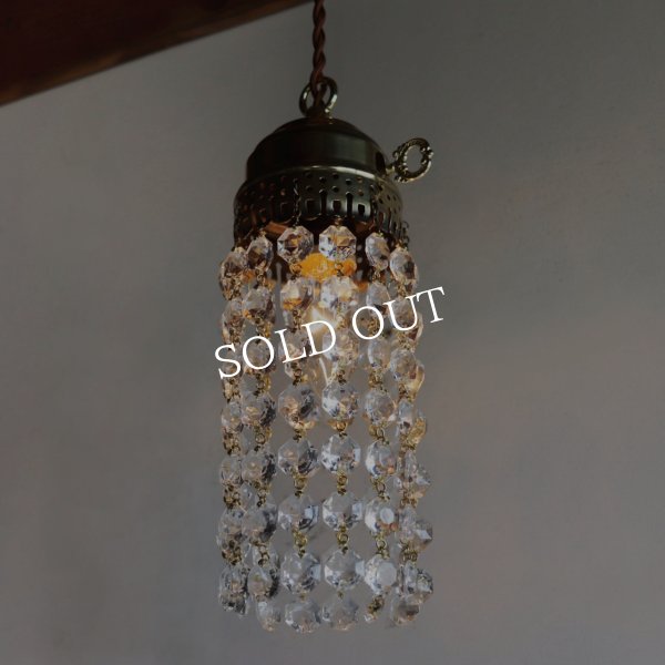 ヴィンテージミニシャンデリアオクタゴンプリズムペンダントライト｜アンティーク鍵スイッチ吊下げ照明ランプ