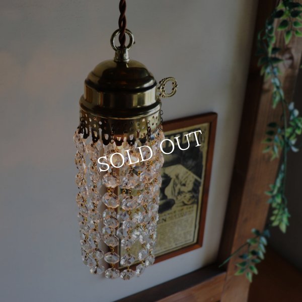 ヴィンテージミニシャンデリアオクタゴンプリズムペンダントライト｜アンティーク鍵スイッチ吊下げ照明ランプ