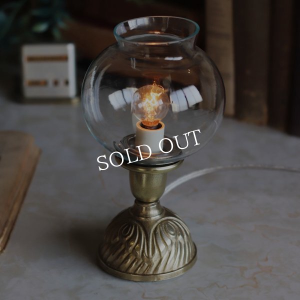 USAヴィンテージボールガラスシェードミニテーブルライト｜アンティーク真鍮卓上照明