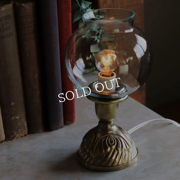 USAヴィンテージボールガラスシェードミニテーブルライト｜アンティーク真鍮卓上照明