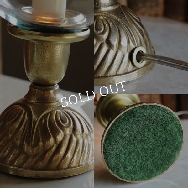 USAヴィンテージボールガラスシェードミニテーブルライト｜アンティーク真鍮卓上照明