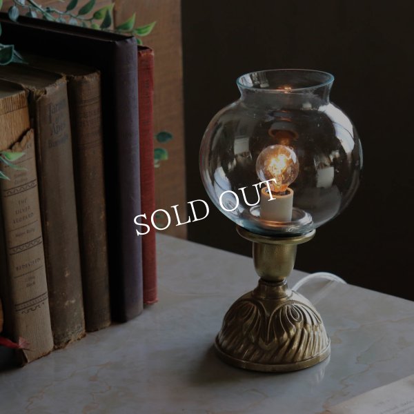 USAヴィンテージボールガラスシェードミニテーブルライト｜アンティーク真鍮卓上照明