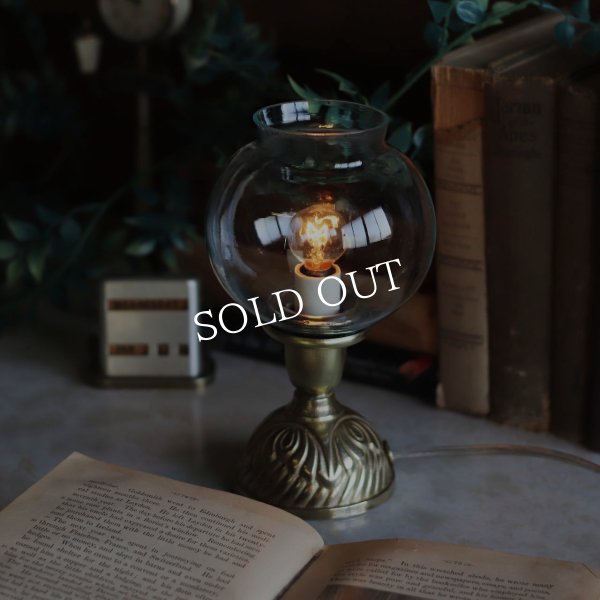 USAヴィンテージボールガラスシェードミニテーブルライト｜アンティーク真鍮卓上照明