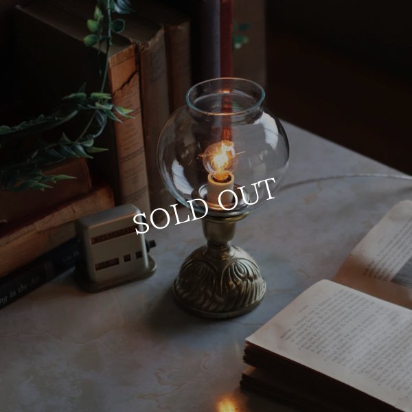 USAヴィンテージボールガラスシェードミニテーブルライト｜アンティーク真鍮卓上照明